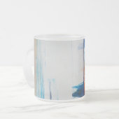 Moderne Blaue Orange Abstrakt Kunst Mattglastasse (Vorderseite Links)