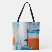 Moderne Blaue Orange Abstrakt Kunst Tasche (Vorderseite)