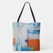 Moderne Blaue Orange Abstrakt Kunst Tasche (Rückseite)