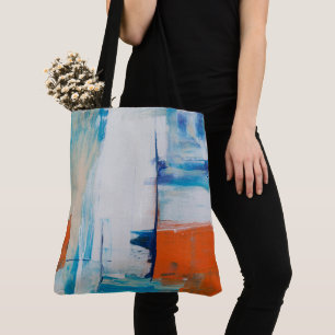 Moderne Blaue Orange Abstrakt Kunst Tasche