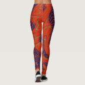 Moderne blaue orange abstrakte leggings (Rückseite)