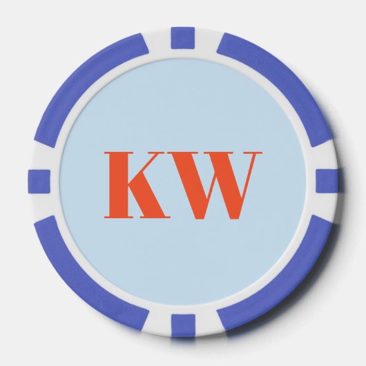Moderne blaue orange Monogramm Anfangsbuchstaben P Pokerchips (Vorderseite)
