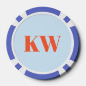 Moderne blaue orange Monogramm Anfangsbuchstaben P Pokerchips (Rückseite)