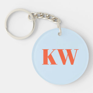 Moderne blaue orange Monogramm Anfangsbuchstaben P Schlüsselanhänger