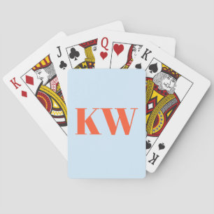 Moderne blaue orange Monogramm Anfangsbuchstaben P Spielkarten