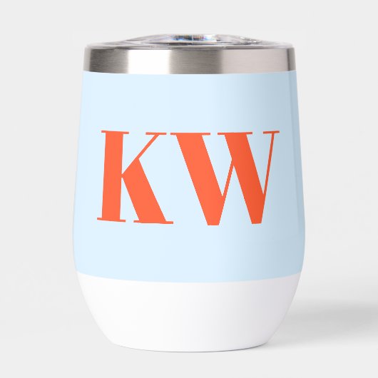 Moderne blaue orange Monogramm-Initialen personali (Vorderseite)