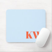 Moderne Blaue Orange Monogramm Initialen Personali Mousepad (Mit Mouse)