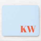 Moderne Blaue Orange Monogramm Initialen Personali Mousepad (Vorne)