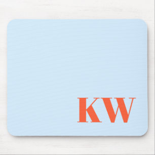 Moderne Blaue Orange Monogramm Initialen Personali Mousepad