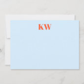 Moderne blaue orangefarbene Monogramm-Initialen pe Dankeskarte (Vorderseite)
