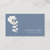 Moderne, blaue Orchideen QR-Code Visitenkarte (Vorderseite)