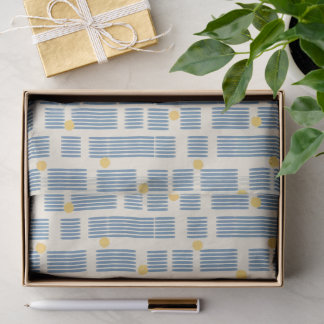 Moderne blaue organische Linien und gelbe Punkte J Seidenpapier