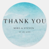 Moderne blaue Ozeane Hochzeit dankbar Runder Aufkleber (Vorderseite)