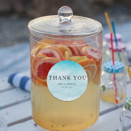 Moderne blaue Ozeane Hochzeit dankbar Runder Aufkleber