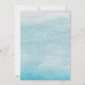 Moderne blaue Ozeane Wasserfarbenhochzeit Save The Date (Rückseite)