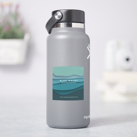 Moderne Blaue Ozeanwellen Aufkleber (HydroFlask)