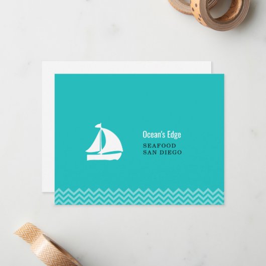 Moderne Blaue Ozeanwellen Maßgeschneiderte Vorlage (Vorderseite/Rückseite Beispiel)