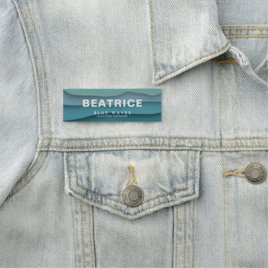 Moderne blaue Ozeanwellen Namensschild (Beispiel)