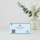 Moderne blaue Paint Splash-Kreativität mit QR-Code Visitenkarte (Stehend Vorderseite)