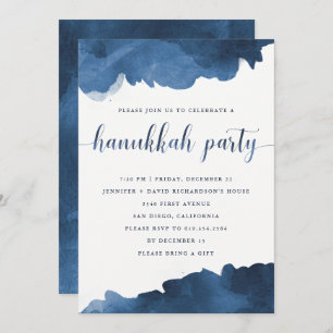 Moderne blaue Party Einladung des Watercolor-