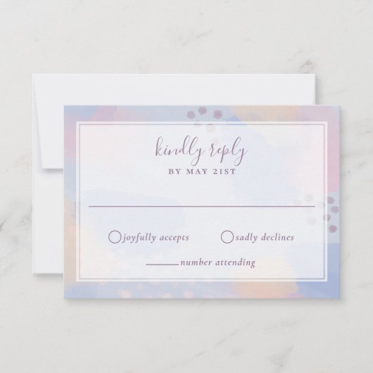 Moderne blaue Pastell Abstrakte Kunstwerke RSVP Karte (Vorderseite)