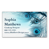 Moderne blaue Pfau-Federn Magnetische Visitenkarte (Vorderseite)