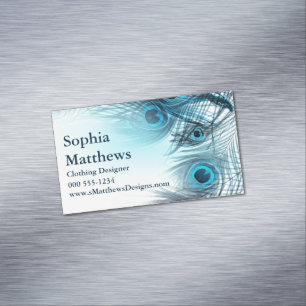 Moderne blaue Pfau-Federn Magnetische Visitenkarte