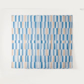 Moderne blaue Pfirsichfarben Streifen Tapisserie Wandteppich (Vorderseite (Horizontal))