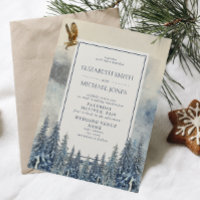 Moderne blaue Pine Trees Wasserfarbene Winterhochz