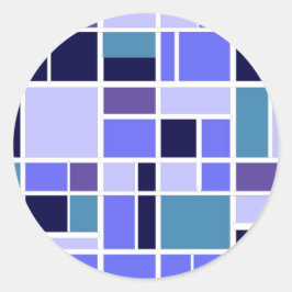 Moderne blaue Plätze Runder Aufkleber