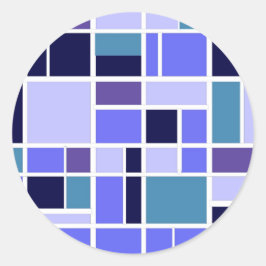 Moderne blaue Plätze Runder Aufkleber