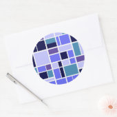 Moderne blaue Plätze Runder Aufkleber (Umschlag)