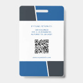Moderne blaue professionelle Mitarbeiter-Foto-ID Ausweis (Rückseite)