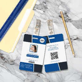 Moderne blaue professionelle Mitarbeiter-Foto-ID Ausweis