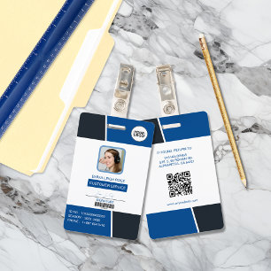 Moderne blaue professionelle Mitarbeiter-Foto-ID Ausweis