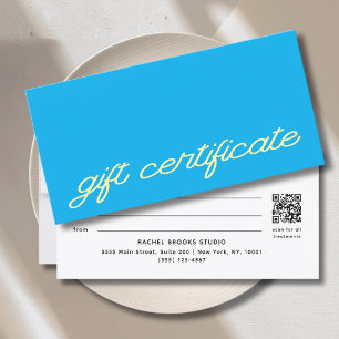 Moderne Blaue QR-Code-Geschenkkarte mit Skript