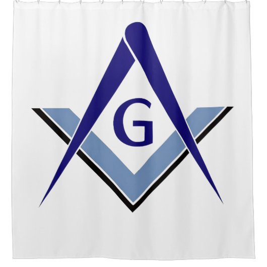 Moderne Blaue Quadrat und Zirkel Duschvorhang (Vorderseite)