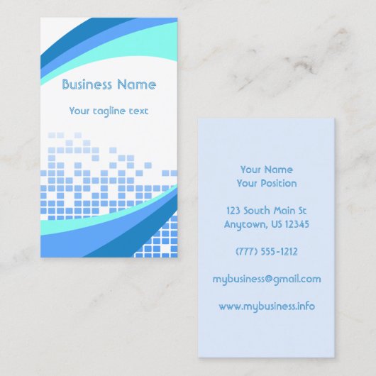Moderne Blaue Quadrate Abstrakt Visitenkarte (Vorne/Hinten)