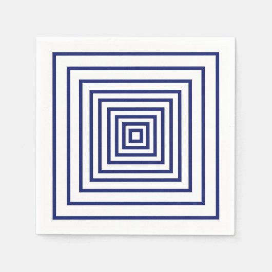 Moderne, blaue Quadrate mit geometrischem Muster Serviette (Vorderseite)