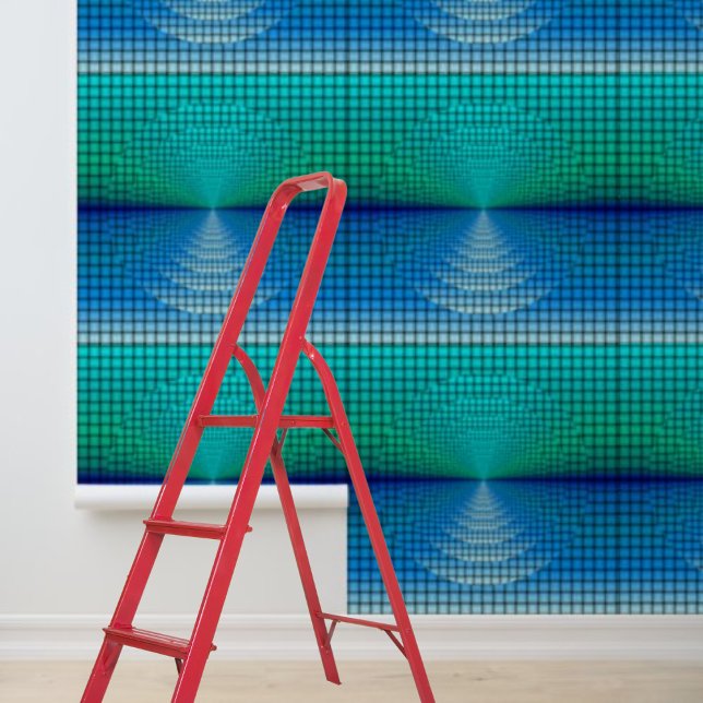 Moderne blaue Quadrate und Kreise Peeling und Stab Tapete (Modern blue squares and circles Peel and stick Wallpaper)