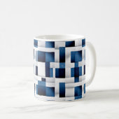 Moderne blaue Quadrate, wiederholt Muster Kaffeetasse (VorderseiteRechts)