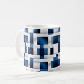 Moderne blaue Quadrate, wiederholt Muster Kaffeetasse (Vorderseite Links)