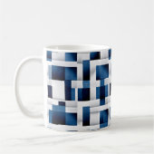 Moderne blaue Quadrate, wiederholt Muster Kaffeetasse (Links)
