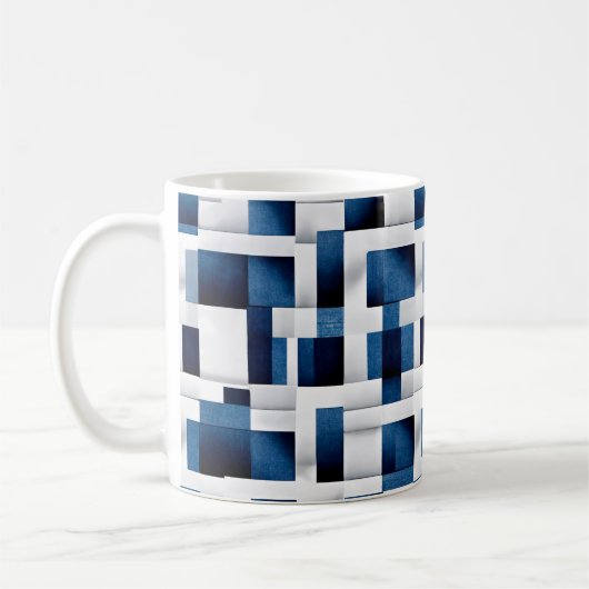 Moderne blaue Quadrate, wiederholt Muster Kaffeetasse (Links)