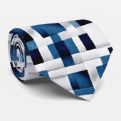 Moderne blaue Quadrate, wiederholt Muster Krawatte (Gerollt)