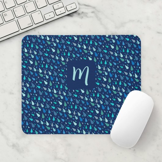 Moderne blaue Regentropfen Mousepad