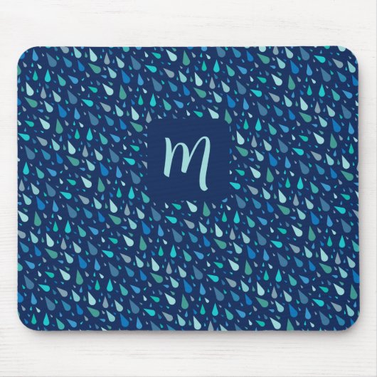 Moderne blaue Regentropfen Mousepad (Vorne)