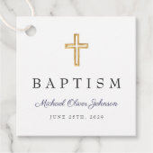 Moderne blaue religiöse Kreuzskripttaufe der Marin Geschenkanhänger (Vorderseite)