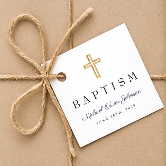 Moderne blaue religiöse Kreuzskripttaufe der Marin Geschenkanhänger