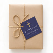 Moderne blaue religiöse Kreuzskripttaufe der Marin Geschenkanhänger